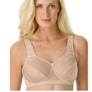 Comfort Choice Women's Plus Size Side Wire Lace Bra Sz 52 C Nude 27-0708-8 NWT